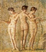 unknow artist Three Graces,from Pompeii oil painting